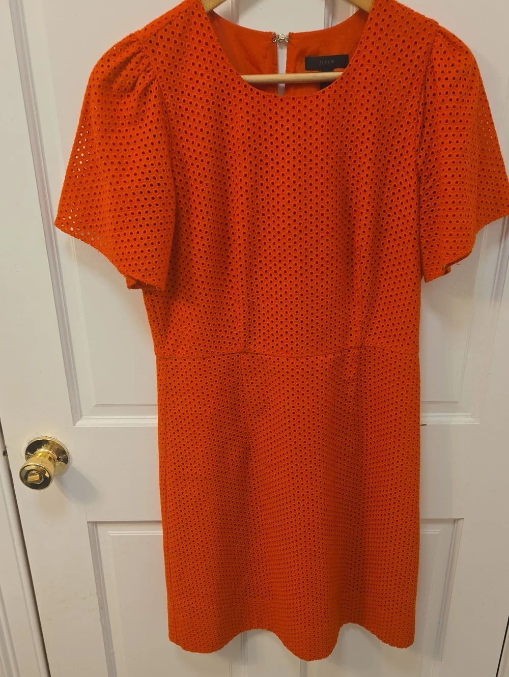 J. Crew Orange Eyelet Midi Dress